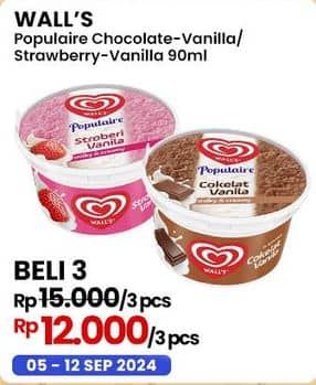 Promo Harga Walls Populaire Chocolate Vanilla, Strawberry Vanilla 90 ml - Indomaret