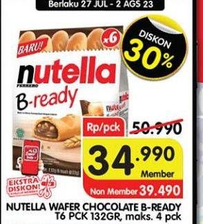 Promo Harga Nutella B-ready Coklat per 6 pcs 22 gr - Superindo