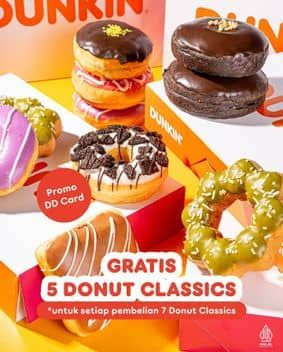 Promo Harga Gratis 5 Donut Classics  - Dunkin Donuts