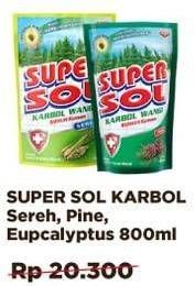Promo Harga SUPERSOL Karbol Wangi Sereh, Eucalyptus, Pine 800 ml - Alfamidi