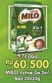 Promo Harga MILO ActivGo 3in1 per 20 sachet 35 gr - Alfamart