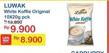 Promo Harga Luwak White Koffie Original per 10 sachet 20 gr - Indomaret