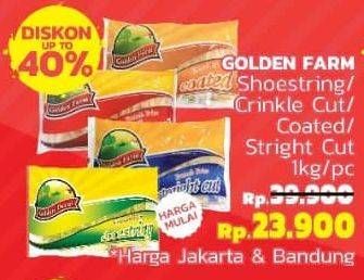 Promo Harga GOLDEN FARM French Fries Shoestring, Crinkle, Coated, Straight 1000 gr - LotteMart