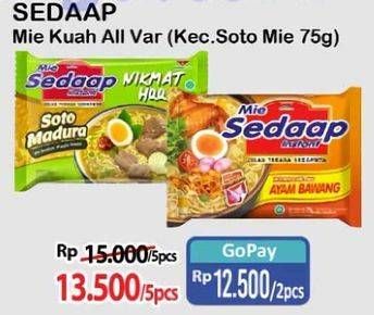 Promo Harga Sedaap Mie Kuah Kecuali Soto per 5 pcs 75 gr - Alfamart