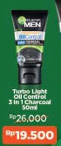 Promo Harga GARNIER MEN Turbo Light Oil Control Facial Foam 3in1 Charcoal 50 ml - Indomaret