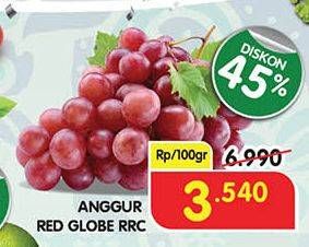 Promo Harga Anggur Red Globe RRC per 100 gr - Superindo