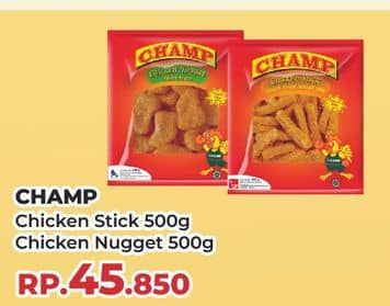 Promo Harga Champ Nugget Chicken Stick, Crunchy Nugget 500 gr - Yogya