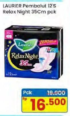 Promo Harga Laurier Relax Night 35cm 12 pcs - Indomaret