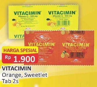 Promo Harga VITACIMIN Vitamin C - 500mg Sweetlets (Tablet Hisap) Orange, Sweeties 2 pcs - Alfamart