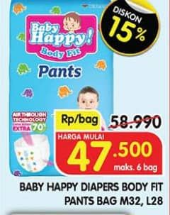 Promo Harga Baby Happy Body Fit Pants M32, L28 28 pcs - Superindo