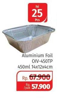 Promo Harga KING FOIL Aluminium Foil OIV-410 450ml+Tutup 25 pcs - Lotte Grosir