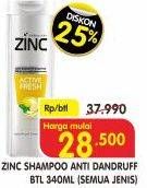 Promo Harga ZINC Shampoo Anti Dandruff 340 ml - Superindo