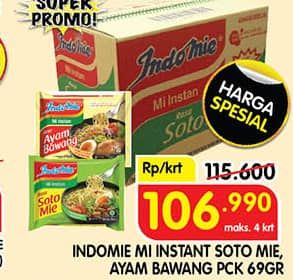Promo Harga Indomie Mi Kuah Soto Mie, Ayam Bawang per 40 pcs 69 gr - Superindo
