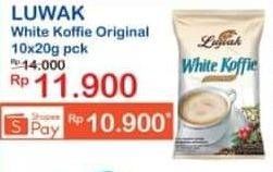Promo Harga Luwak White Koffie Original per 10 sachet 20 gr - Indomaret