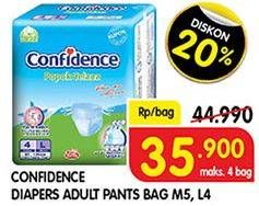 Promo Harga Confidence Adult Diapers Pants M5, L4 4 pcs - Superindo
