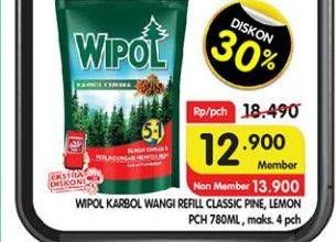 Promo Harga WIPOL Karbol Wangi Cemara, Lemon 780 ml - Superindo