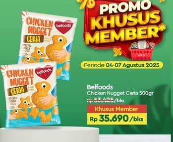Promo Harga Belfoods Nugget Chicken Nugget Ceria 500 gr - TIP TOP