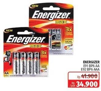 Promo Harga ENERGIZER Battery Alkaline Max AA E91, AAA E92 4 pcs - Lotte Grosir