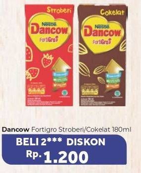 Promo Harga DANCOW Fortigro UHT Cokelat, Stroberi 180 ml - Carrefour