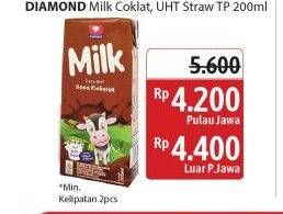 Promo Harga Diamond Milk UHT Chocolate, Strawberry 200 ml - Alfamidi