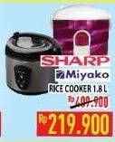 Promo Harga SHARP / MIYAKO Rice Cooker 1.8L  - Hypermart