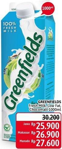 Promo Harga GREENFIELDS Fresh Milk Choco Malt, Low Fat 1000 ml - Alfamidi
