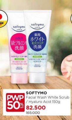 Promo Harga Softymo Face Wash Hyaluronic Acid, White Scrub 150 gr - Watsons