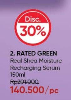 Promo Harga Rated Green Real Shea Moisture Recharging Serum 150 ml - Guardian