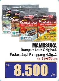 Promo Harga Mamasuka Rumput Laut Panggang Original, Pedas, BBQ per 2 bungkus 4 gr - Hari Hari