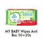 Promo Harga MY BABY Wipes Anti Bacterial 50 pcs - Alfamart