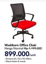 Promo Harga Washburn Office Chair Hitam, Merah  - Carrefour