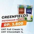 Promo Harga GREENFIELDS UHT Full Cream, Choco Malt 1000 ml - Yogya