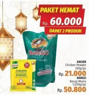 Promo Harga KNORR Chicken Powder 200g + BANGO Kecap Manis 1525gr  - LotteMart