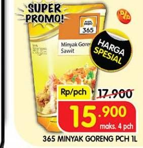 Promo Harga 365 Minyak Goreng 1000 ml - Superindo