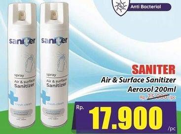 Promo Harga SANITER Air & Surface Sanitizer Aerosol Fresh Clean 200 ml - Hari Hari
