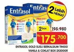 Promo Harga ENTRASOL Gold Susu Bubuk Vanilla, Chocolate per 2 box 370 gr - Superindo