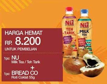 Promo Harga Nu Milk Tea/Teh Tarik + Bread CO Roti Coklat 55g  - Yogya