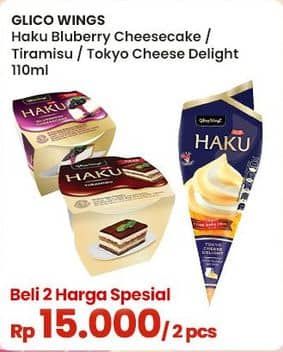 Promo Harga Glico Haku Blueberry Cheesecake Cup, Tiramisu Cup, Tokyo Cheese Delight 110 ml - Indomaret