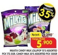 Promo Harga MILKITA Candy Milk Lollipop 172 g/ Candy Milk 30s  - Superindo