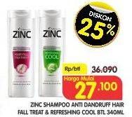 Promo Harga ZINC Shampoo Hair Fall, Refreshing Cool, Anti Dandruff 340 ml - Superindo