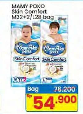 Promo Harga Mamy Poko Pants Skin Comfort M32+2, L28 28 pcs - Indomaret