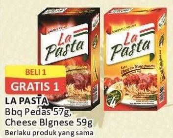 Promo Harga LA PASTA Spaghetti Instant Cheese Bolognese, Spicy Barbeque 57 gr - Alfamart