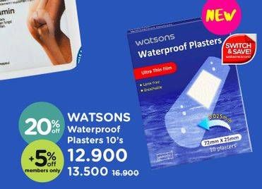 Promo Harga WATSONS Plaster Waterproof 10 pcs - Watsons