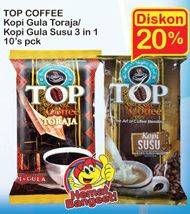 Promo Harga TOP COFFEE Kopi Toraja / Gula Susu 3in1 10s  - Indomaret