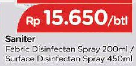 Promo Harga SANITER Fabric Disinfectant Spray Surface 450 ml - TIP TOP