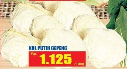 Promo Harga Kol Putih Gepeng per 100 gr - Hari Hari