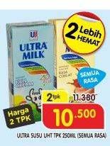 Promo Harga ULTRA MILK Susu UHT Coklat, Full Cream 250 ml - Superindo