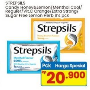 Promo Harga Strepsils Candy Honey Lemon Soothing, Menthol Cool, Vitamin C Orange, Extra Strong, Sugar Free Lemon, Original 20 gr - Indomaret