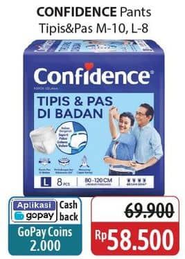 Promo Harga Confidence Adult Pants Tipis & Pas Di Badan L8, M10 8 pcs - Alfamidi