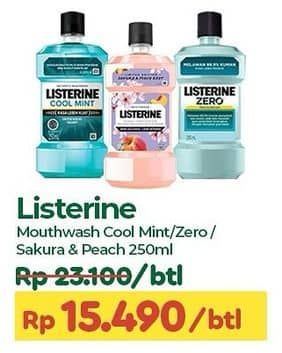 Promo Harga Listerine Mouthwash Antiseptic Cool Mint, Zero, Sakura Peach 250 ml - TIP TOP
